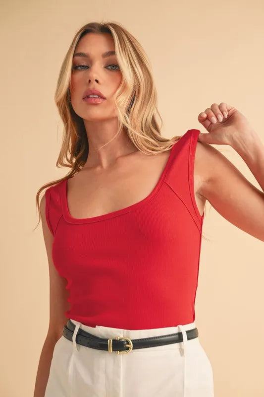Aemi+Co Square Neck Wide Strap Tank